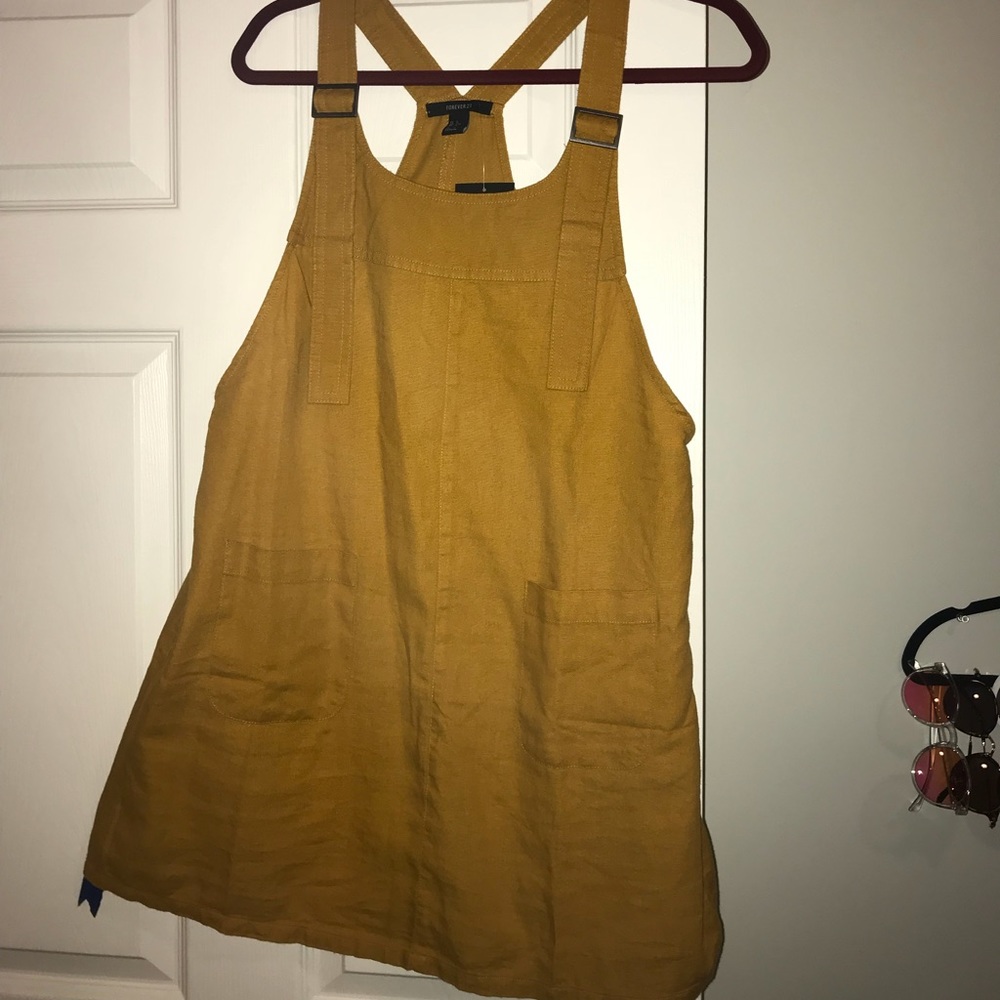 Cute mustard linen jumper dress